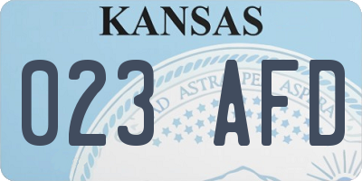 KS license plate 023AFD