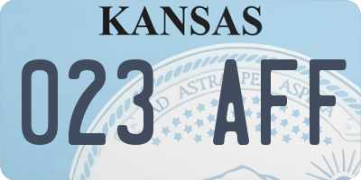KS license plate 023AFF