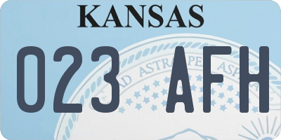 KS license plate 023AFH