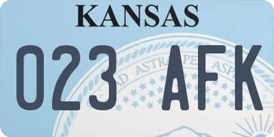 KS license plate 023AFK