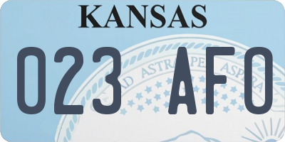 KS license plate 023AFO