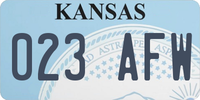 KS license plate 023AFW