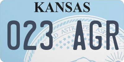 KS license plate 023AGR