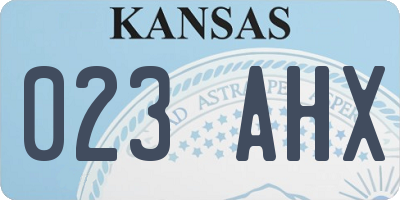KS license plate 023AHX