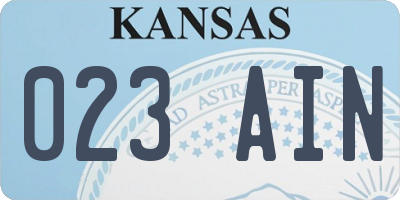 KS license plate 023AIN