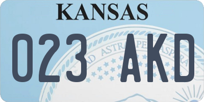 KS license plate 023AKD