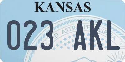 KS license plate 023AKL