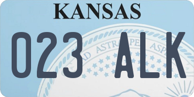 KS license plate 023ALK