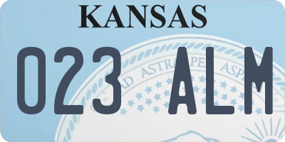 KS license plate 023ALM