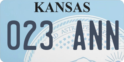 KS license plate 023ANN