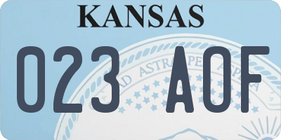 KS license plate 023AOF
