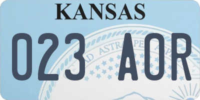 KS license plate 023AOR