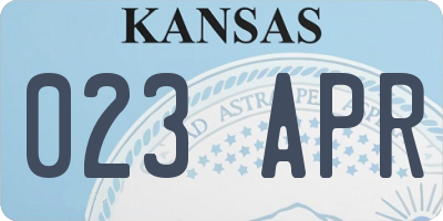 KS license plate 023APR