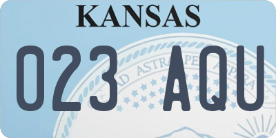 KS license plate 023AQU