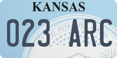 KS license plate 023ARC