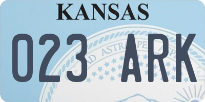 KS license plate 023ARK