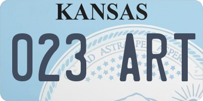 KS license plate 023ART