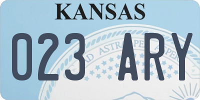 KS license plate 023ARY