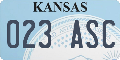 KS license plate 023ASC