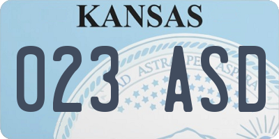 KS license plate 023ASD