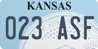 KS license plate 023ASF