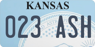 KS license plate 023ASH