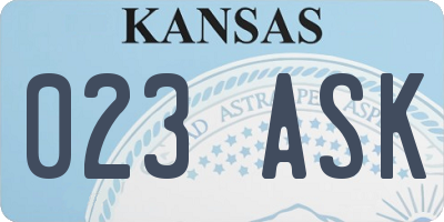 KS license plate 023ASK