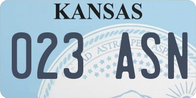 KS license plate 023ASN