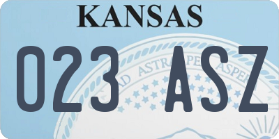 KS license plate 023ASZ