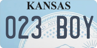 KS license plate 023BOY