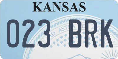 KS license plate 023BRK