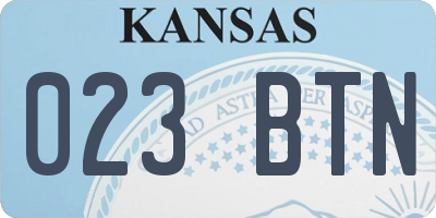 KS license plate 023BTN