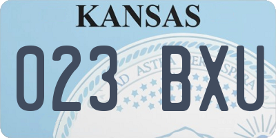 KS license plate 023BXU