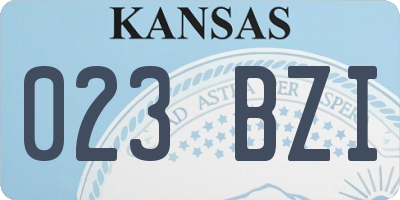 KS license plate 023BZI