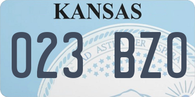 KS license plate 023BZO