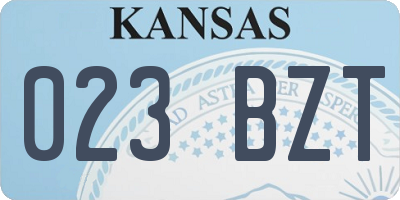 KS license plate 023BZT