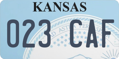KS license plate 023CAF