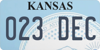 KS license plate 023DEC