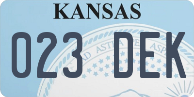 KS license plate 023DEK