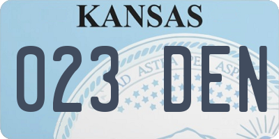 KS license plate 023DEN