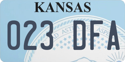 KS license plate 023DFA