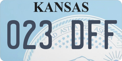 KS license plate 023DFF