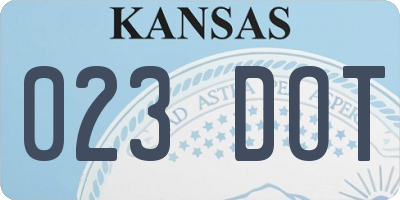 KS license plate 023DOT