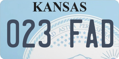 KS license plate 023FAD