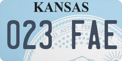 KS license plate 023FAE