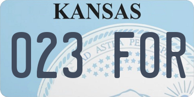KS license plate 023FOR