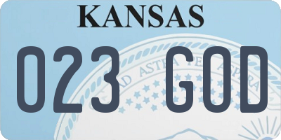 KS license plate 023GOD