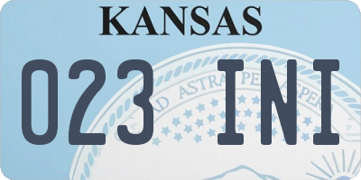 KS license plate 023INI