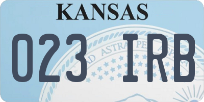 KS license plate 023IRB