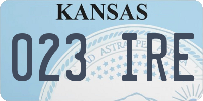 KS license plate 023IRE